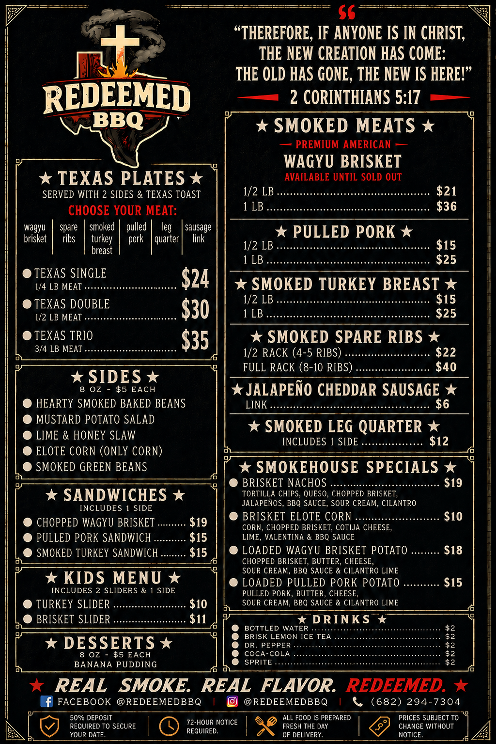 Redeemed BBQ Full Menu